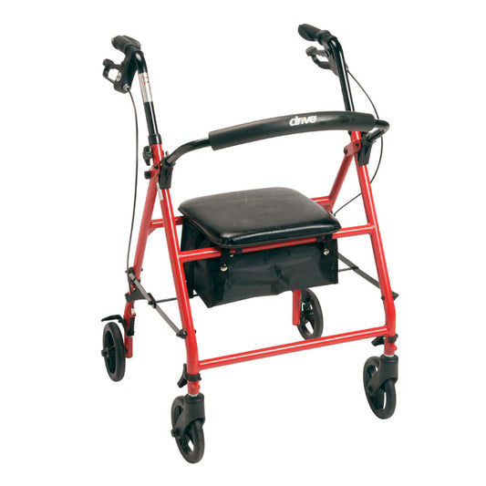 Red Steel Rollator with 6” Wheels, Knockdown