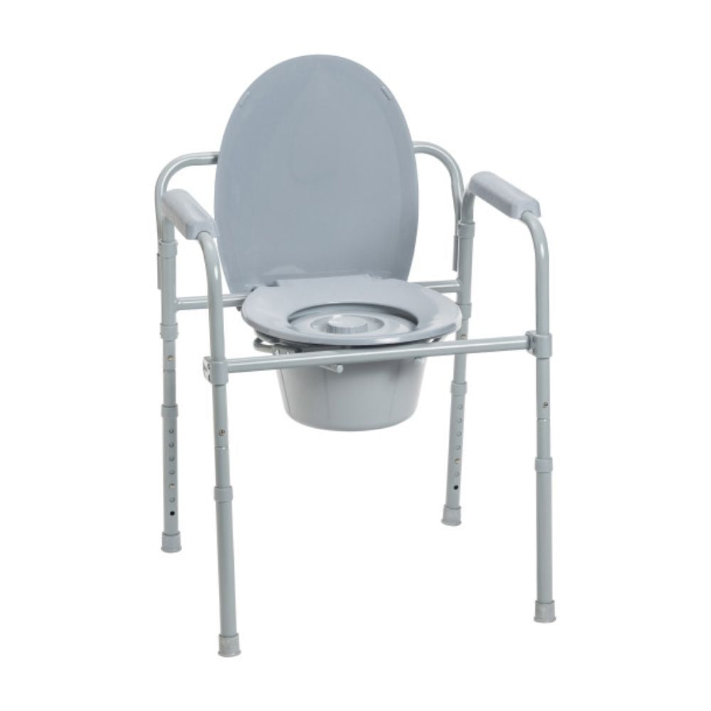 Folding Steel Commode - (3-in-1 Commode (Bedside Toilet))